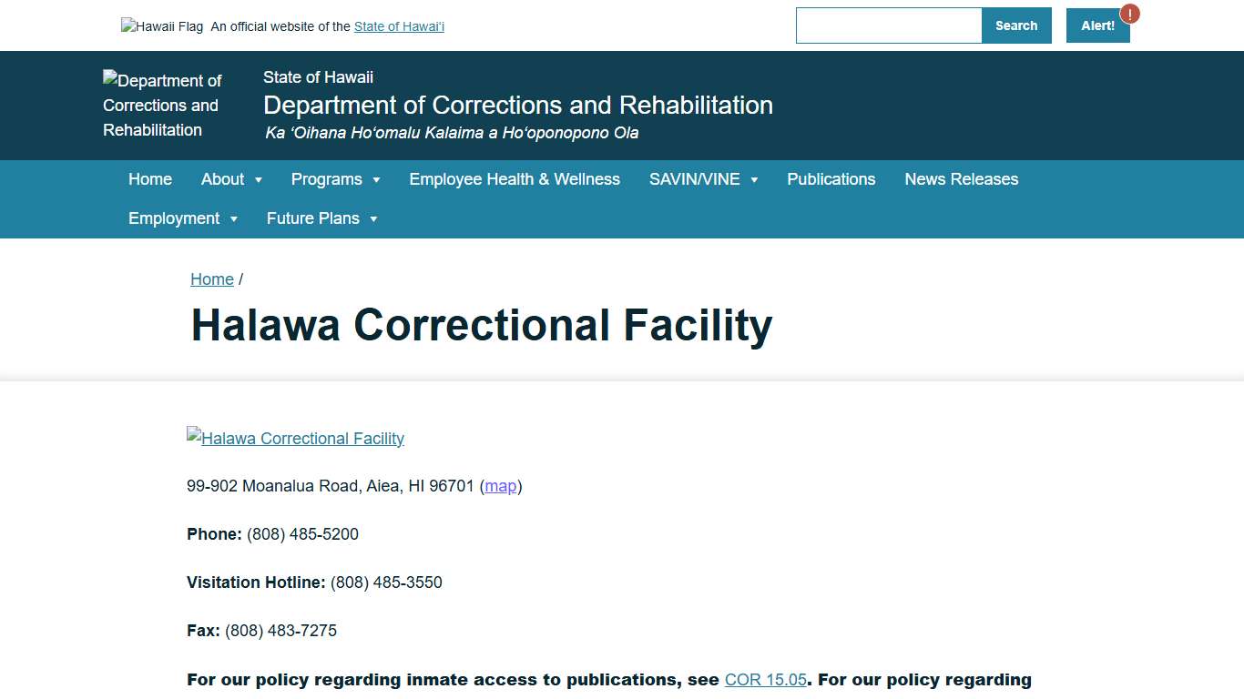 Halawa Correctional Facility – Department of Corrections and Rehabilitation