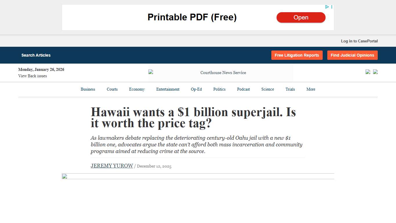 Hawaii wants a $1 billion superjail. Is it worth the price tag? Courthouse News Service