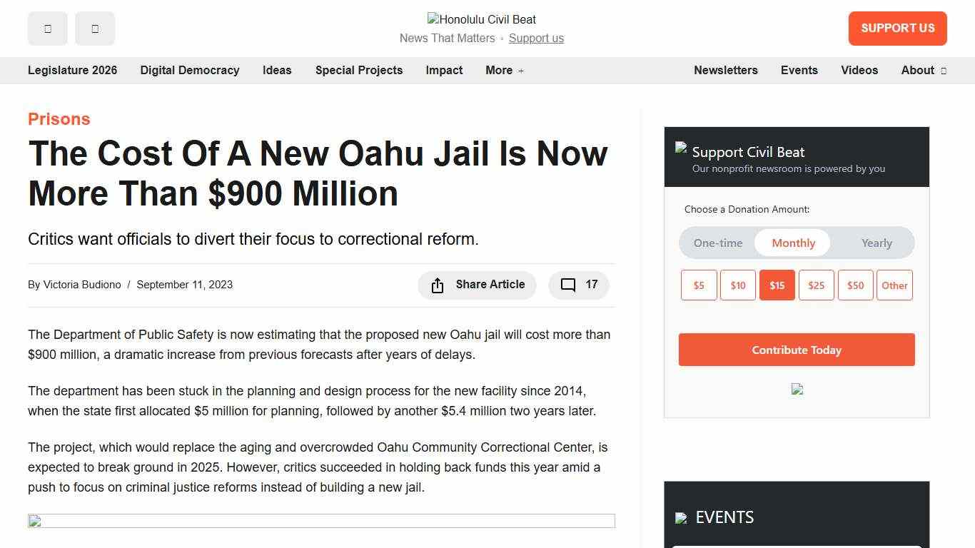 The Cost Of A New Oahu Jail Is Now More Than $900 Million - Honolulu Civil Beat